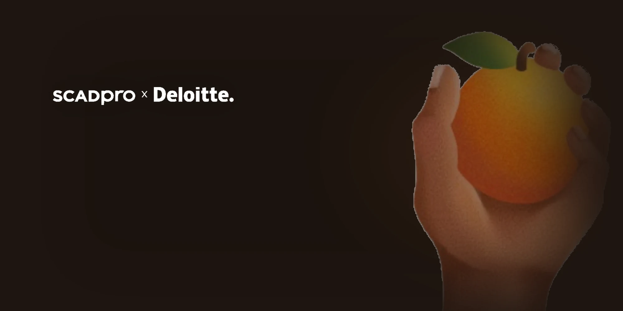 The SCADpro x Deloitte lockup beside the vision-video orange