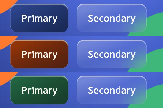 Gem primary and secondary buttons in the blue, orange and green primary families